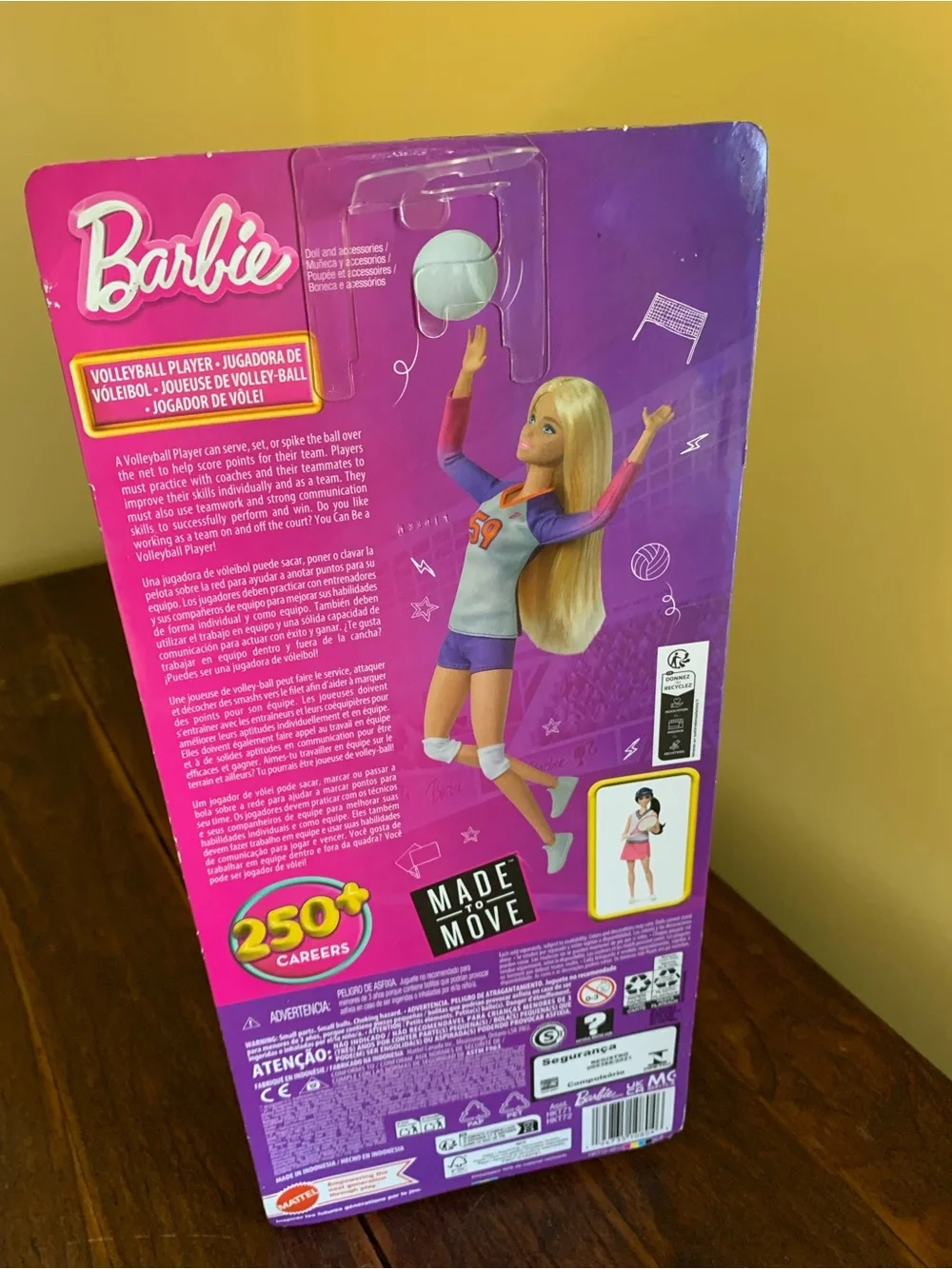 Barbie Made to Move Volleyball Doll White Purple Outfit Sporty MTM Swap Collect
